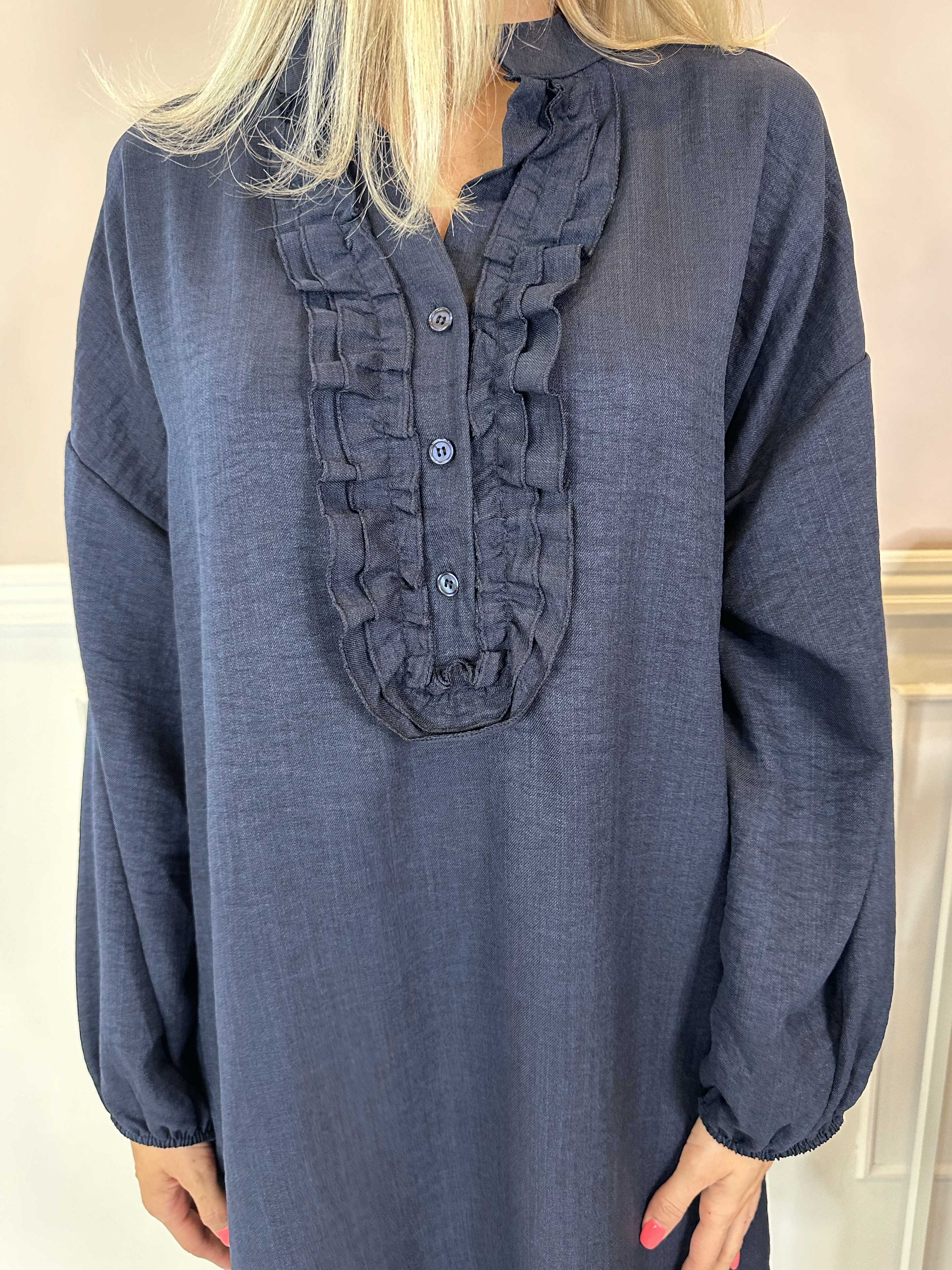 Cassia Plain - Tunikaklänning med volanger vid bröstet